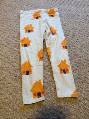 Bobo Choses Blue Leggings with Orange House Motif